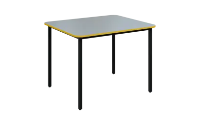 JSBR 90N Jídelní stůl 900 x 900 mm, deska šedá s hranou žlutá odio / podnož černá